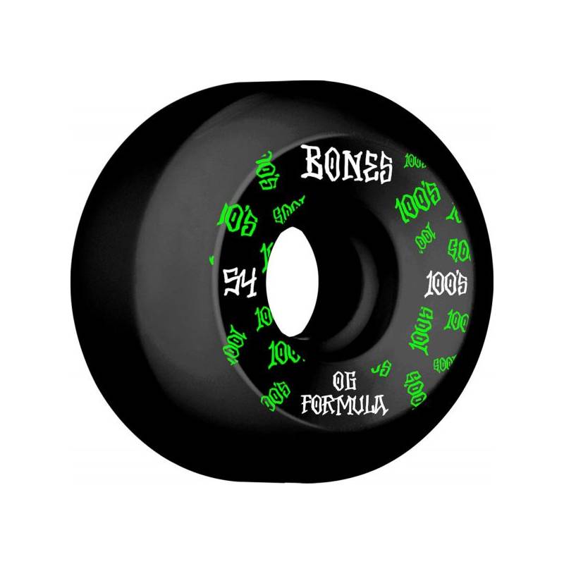 Bones Wheels Skateboard 100 54mm 100A Black V5 Sidecut