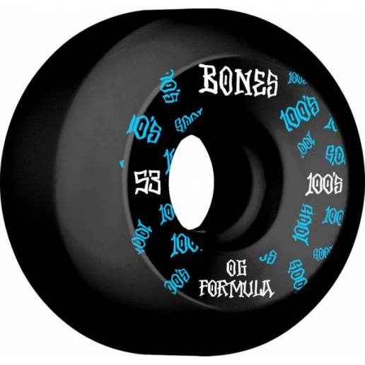 Bones Wheels Skateboard 100 53mm 100A Black V5 Sidecut